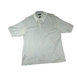 Tiger Woods Collection Mens L White Blue Gold Check Golf Polo Shirt Short Sleeve